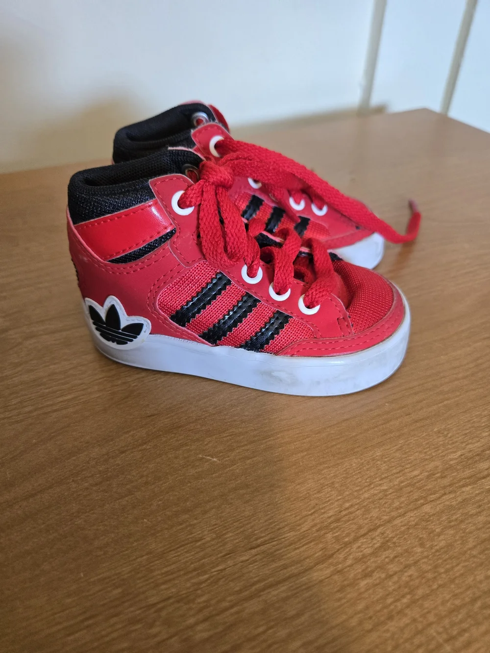 adidas Kids Red and Black High-Top Sneakers